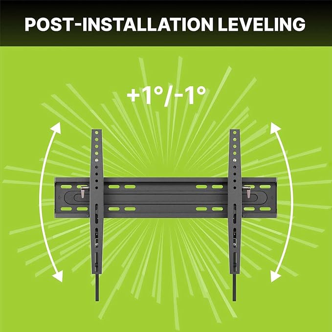 Graphic showing the post-installation leveling information for a TV wall mount