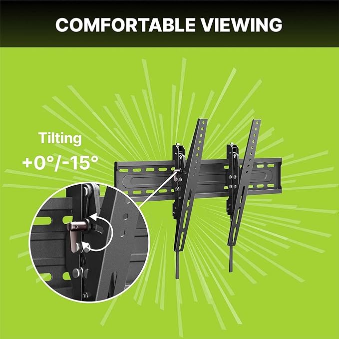 Graphic showing the angle at which a TV wall mount tilts.