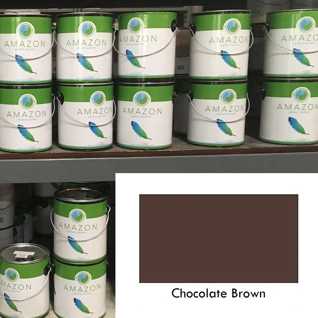 Chocolate brown Amazon Paint displayed in store.
