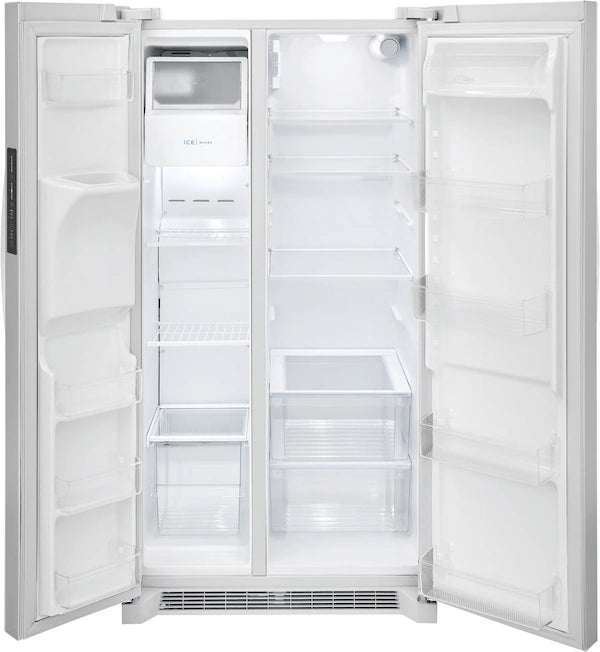 A Frigidaire® side-by-side refrigerator with ice maker, perfect for keeping your food fresh and drinks cold.