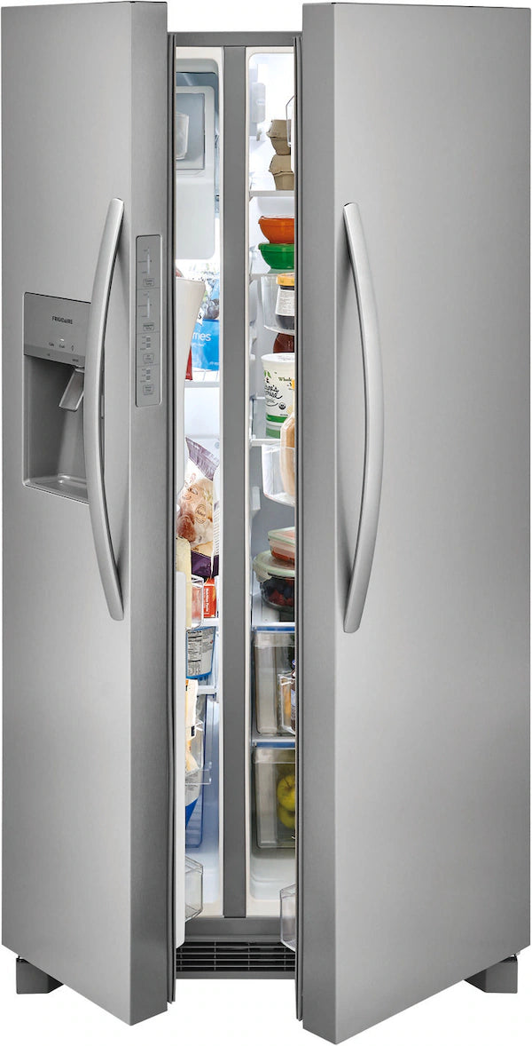 Frigidaire Gallery side-by-side refrigerator: sleek design with spacious compartments for efficient storage.