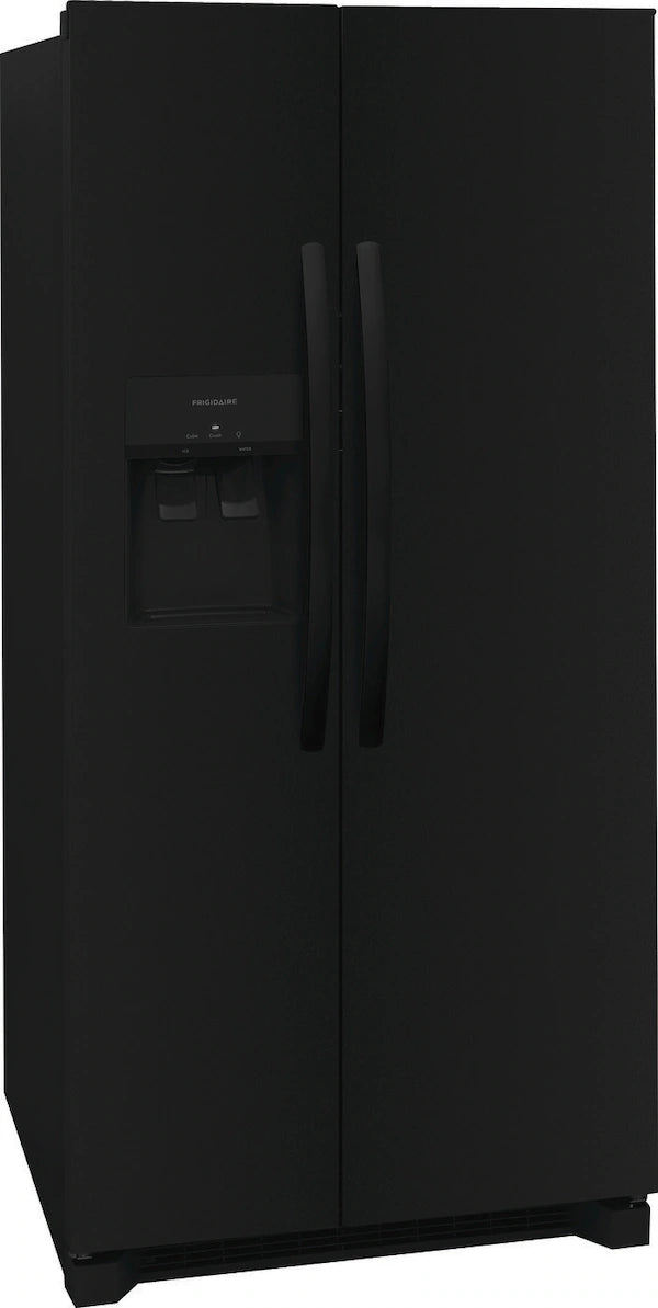A black refrigerator freezer.