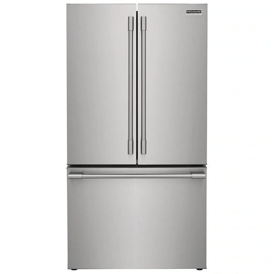 A spacious stainless steel refrigerator freezer, perfect for storing and preserving food.