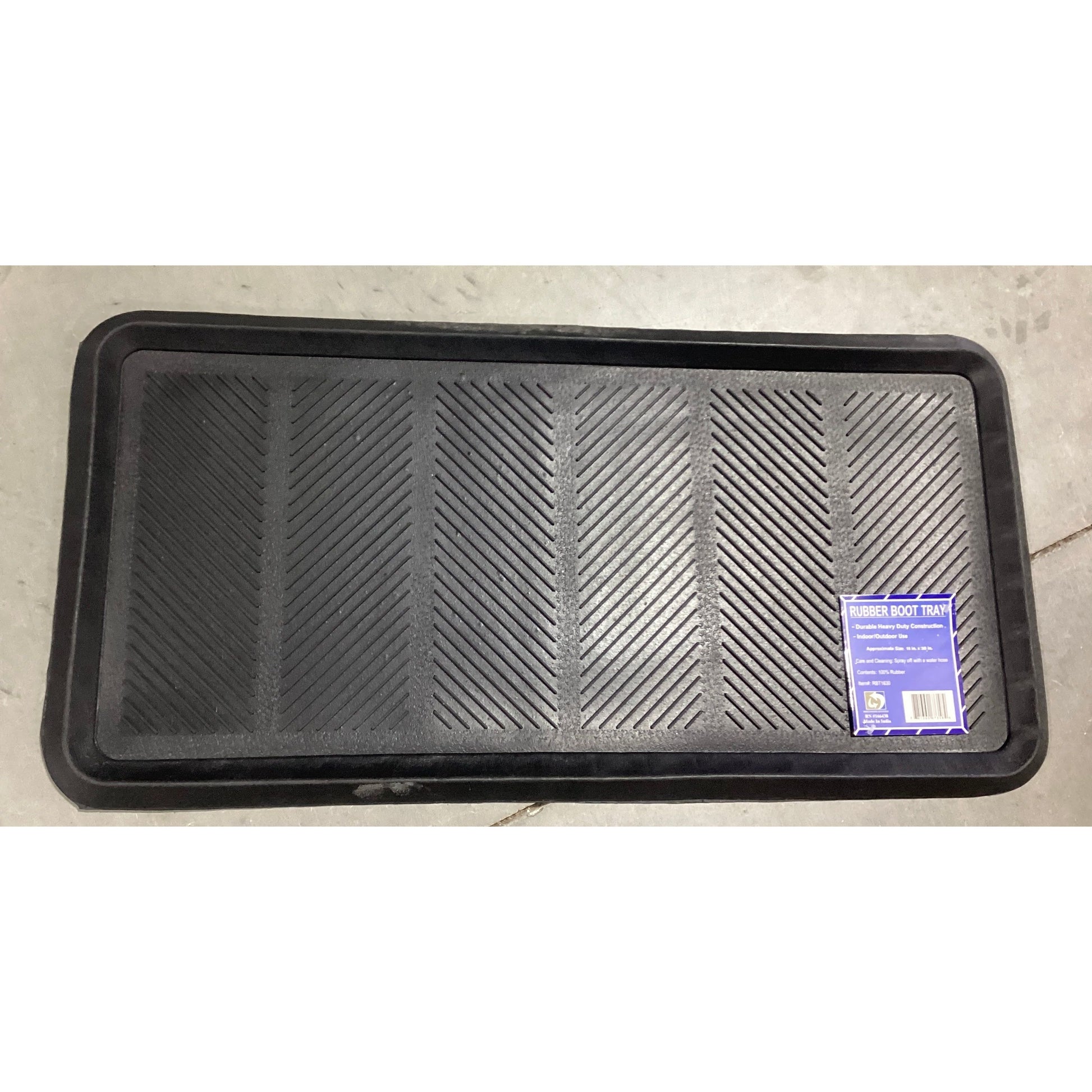 A black plastic boot tray