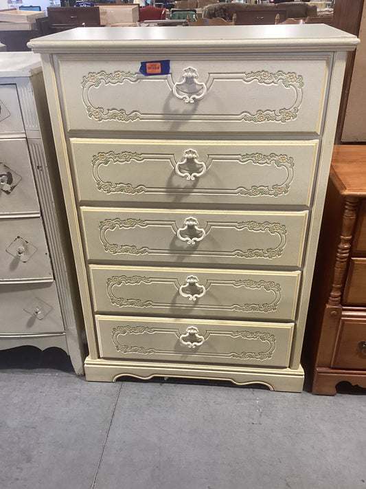 Antique Yellow 5 Drawer Dresser