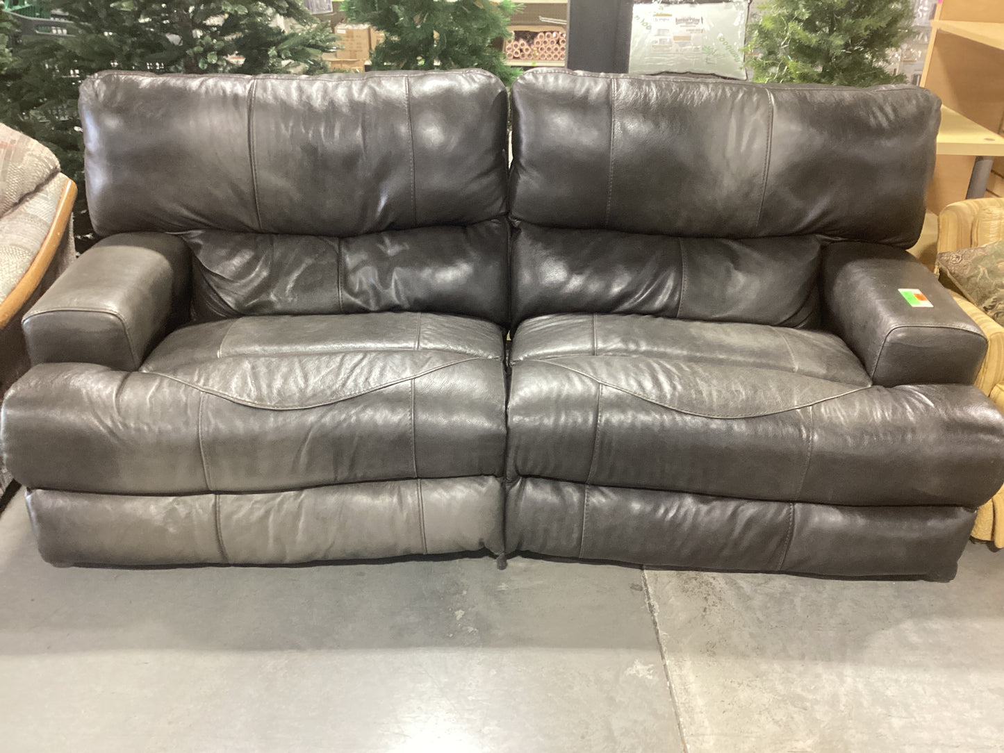 Large Black Leather Power Reclining Sofa