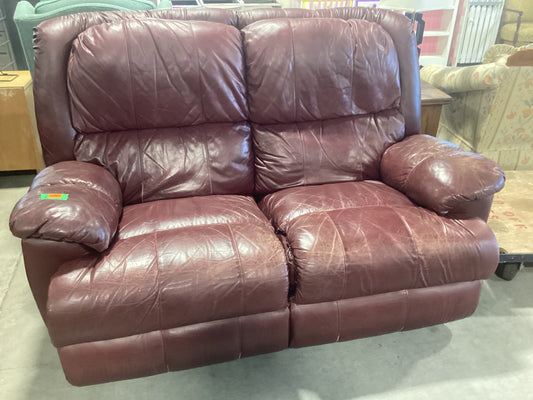 Mahogany Reclining Leather Loveseat