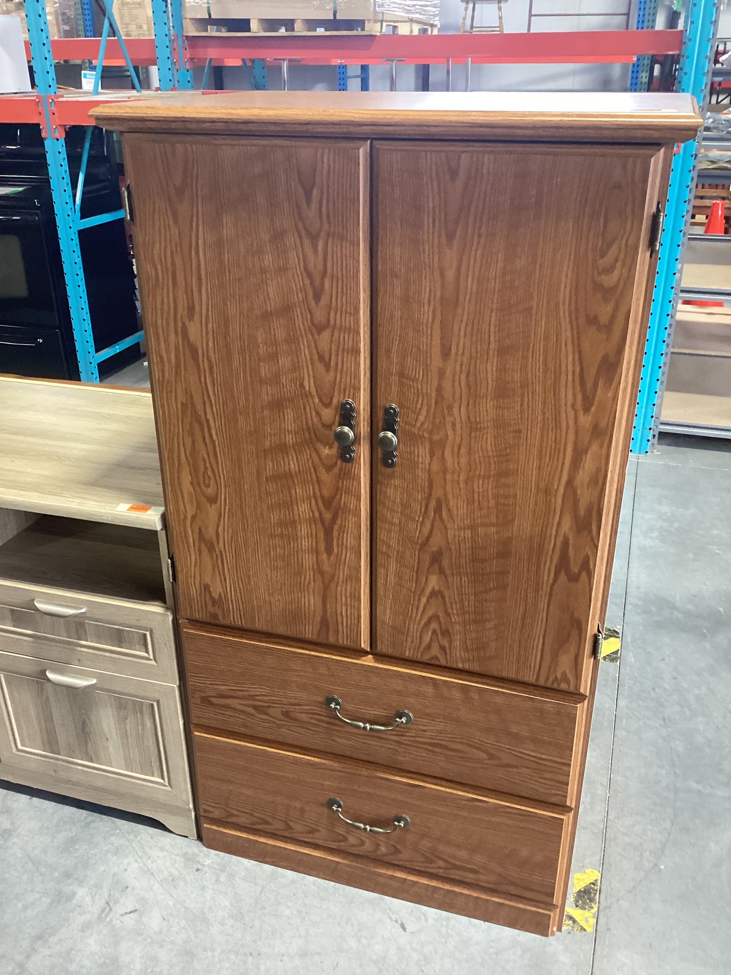 2 Door 2 Drawer Wood Armoire