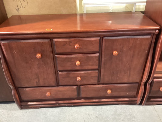 Cherry Wood 5 Drawer 2 Door Dresser