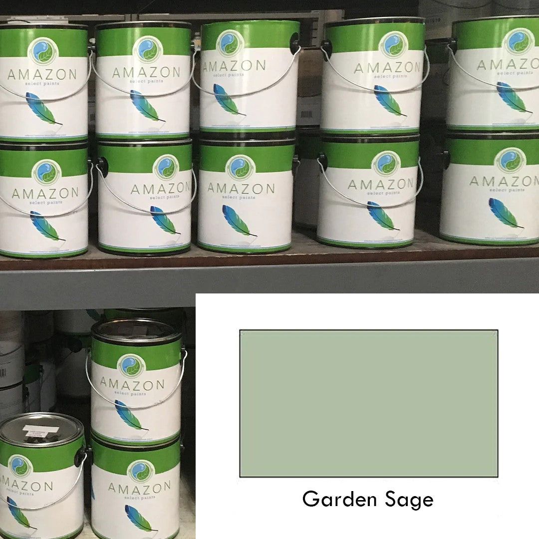 Garden Sage Amazon paint displayed in store.