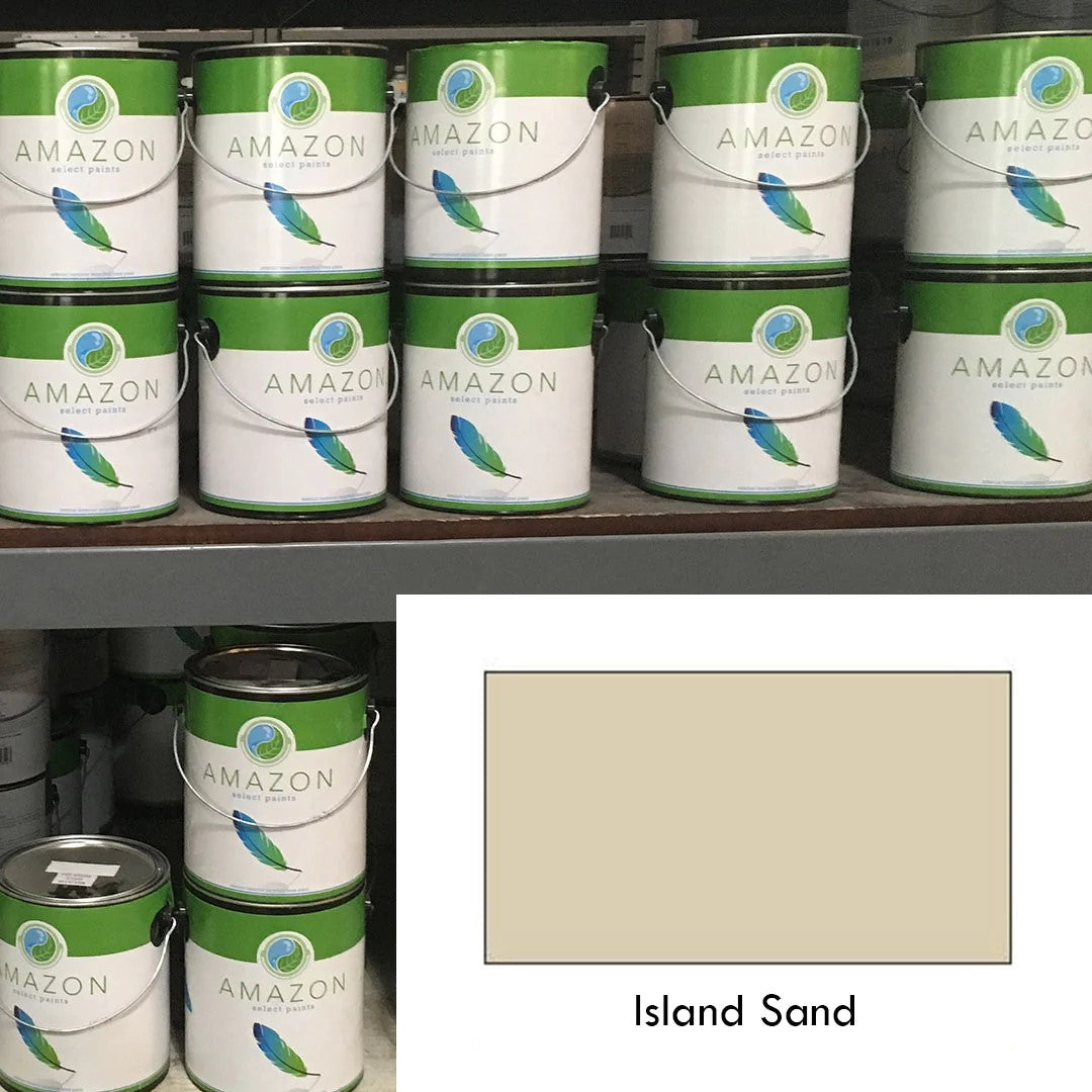Island Sand Amazon paint displayed in store.