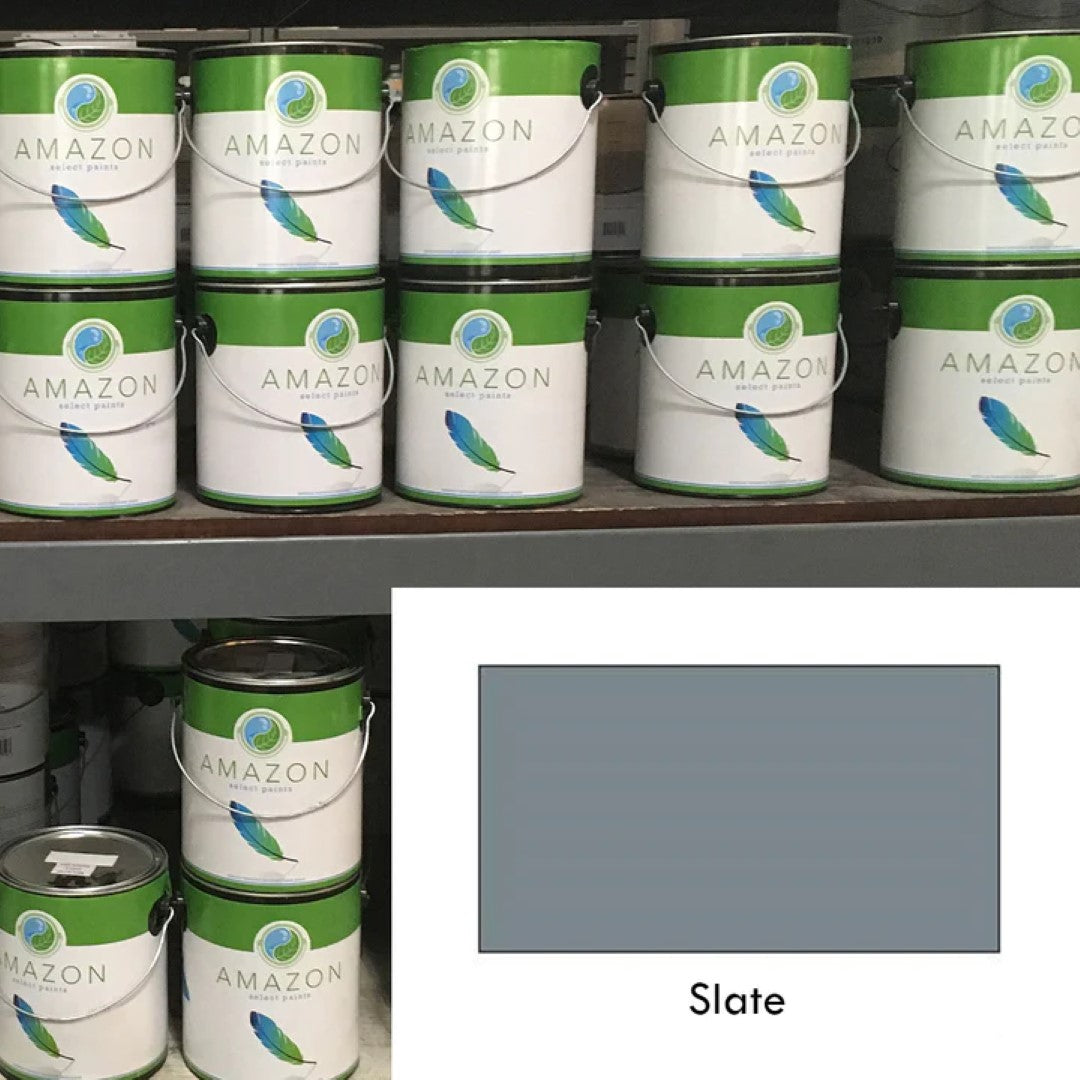 Slate Amazon paint displayed in store.