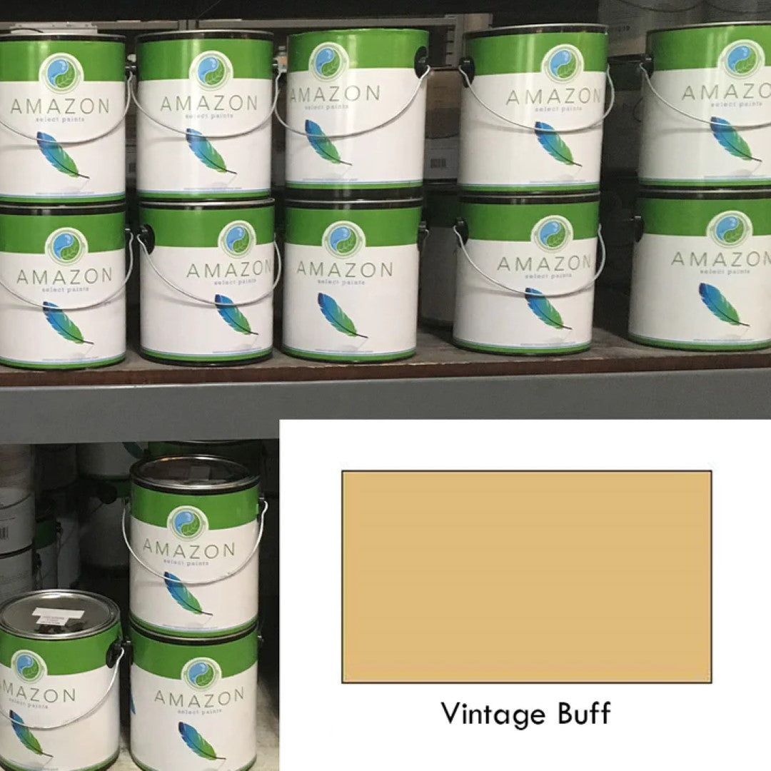 Vintage Buff Amazon paint displayed in store.