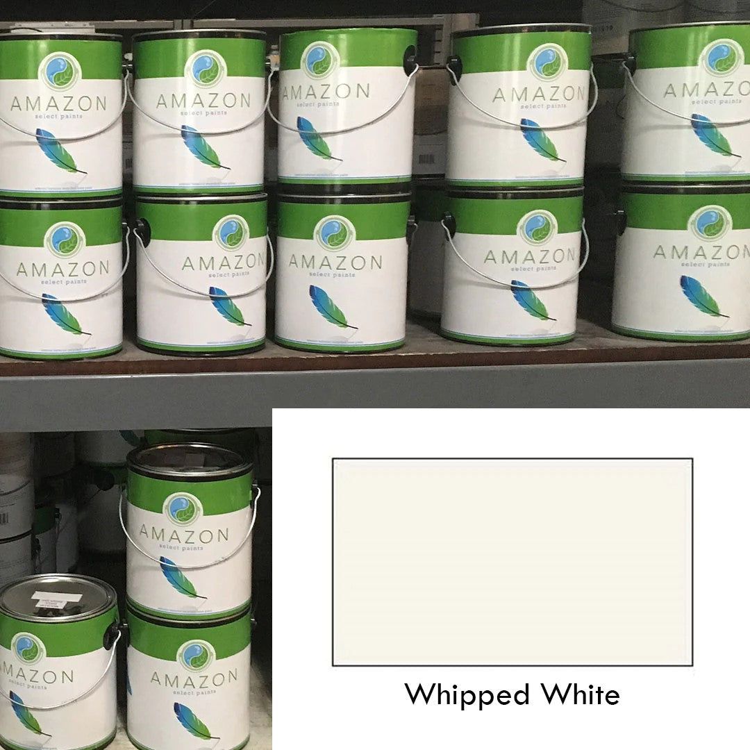 Whipped White Amazon paint displayed in store.